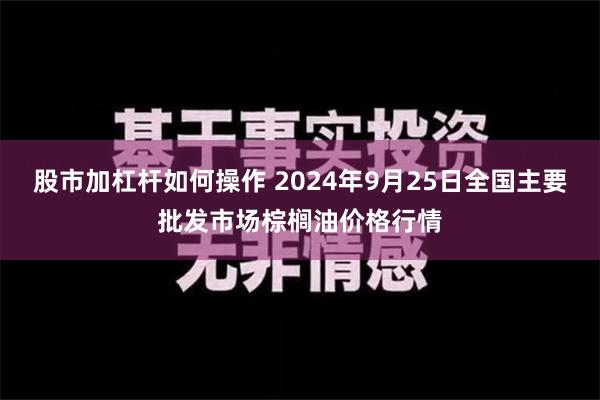 股市加杠杆如何操作 2024年9月25日全国主要批发市场棕榈油价格行情