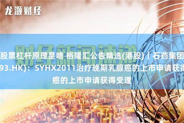 股票杠杆原理是啥 格隆汇公告精选(港股)︱石药集团(01093.HK)：SYHX2011治疗晚期乳腺癌的上市申请获得受理